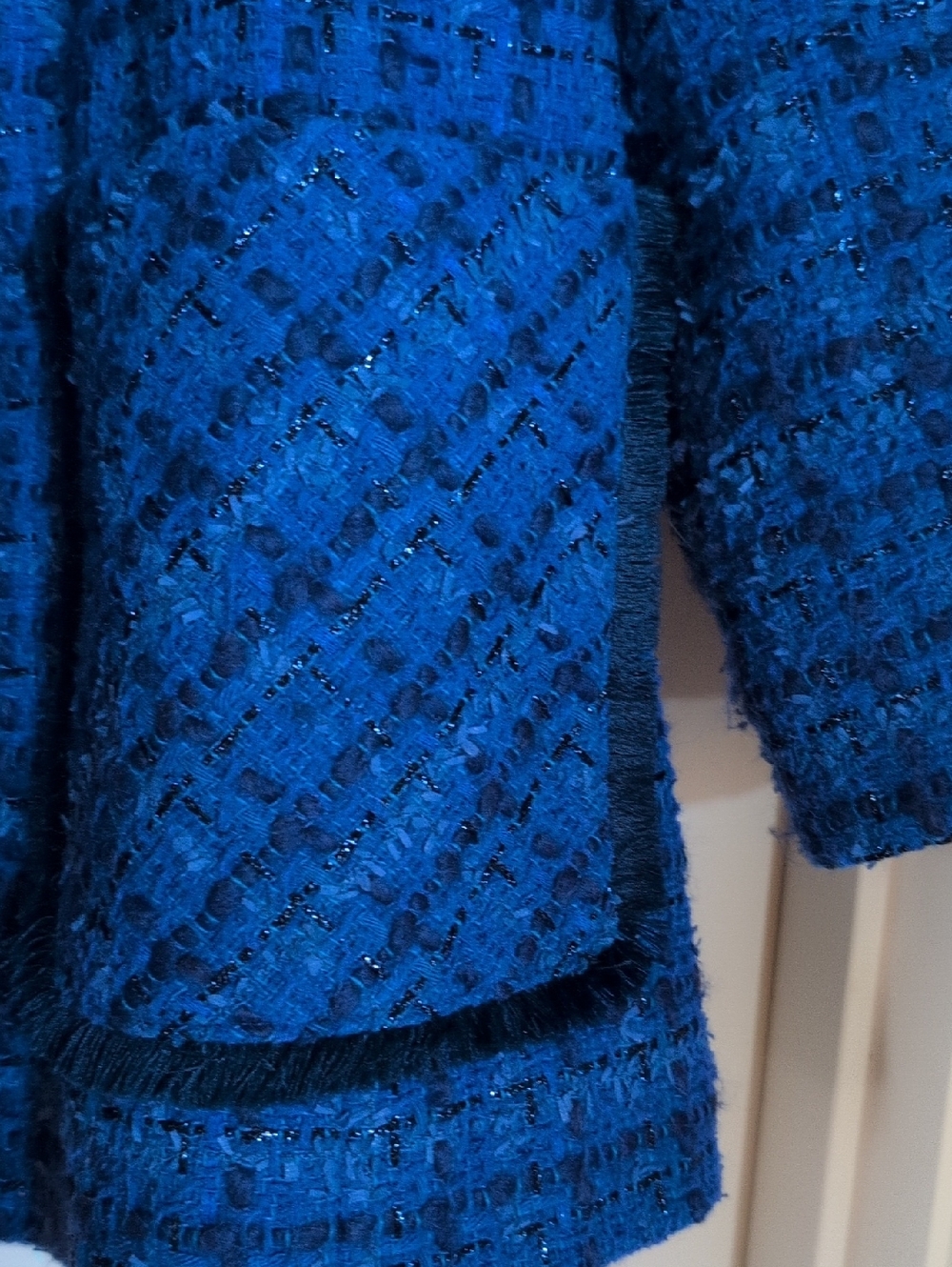 Helene Berman Jacket Blue Tweed With Shimmer Thread - Picture 5 of 7